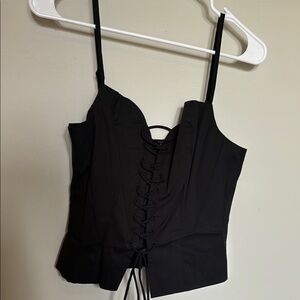 Black Lace-Up Women's Top